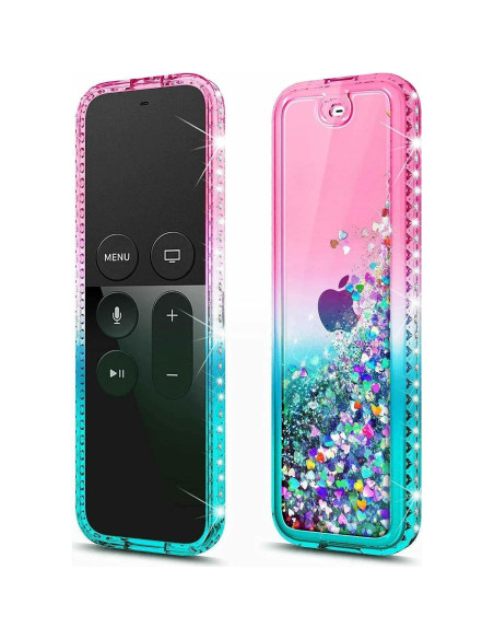 Funda Brillante NZND para Apple TV 4K/HD Siri Remote Rosa/Aqua