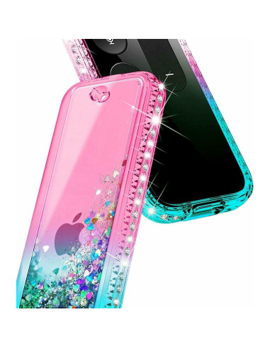 Funda Brillante NZND para Apple TV 4K/HD Siri Remote Rosa/Aqua