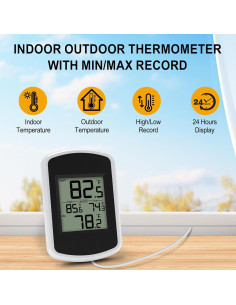 Termómetro Digital Interior Exterior AIRAIN WS0048 2m Sonda 2