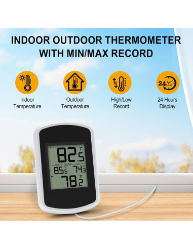 Termómetro Digital Interior Exterior AIRAIN WS0048 2m Sonda