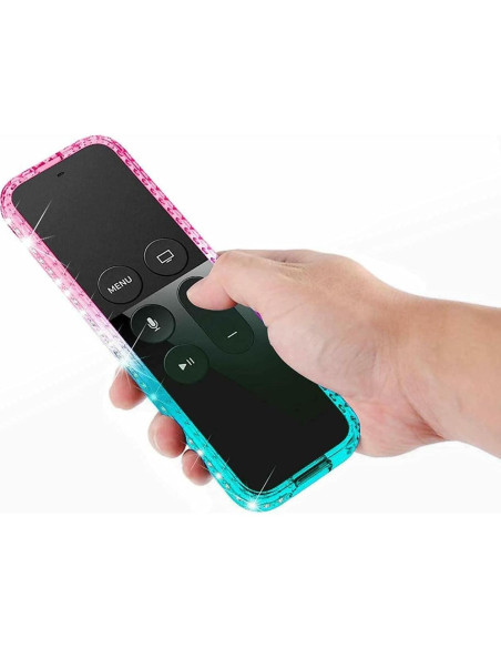 Funda Brillante NZND para Apple TV 4K/HD Siri Remote Rosa/Aqua