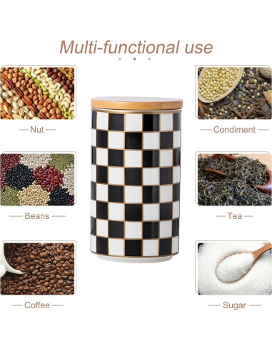 Juego de Tarros de Cerámica a Cuadros XYQXYQ - 3 Piezas Herméticos