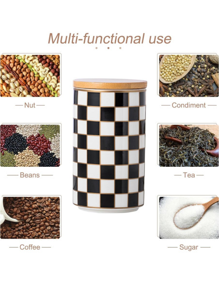 Juego de Tarros de Cerámica a Cuadros XYQXYQ - 3 Piezas Herméticos