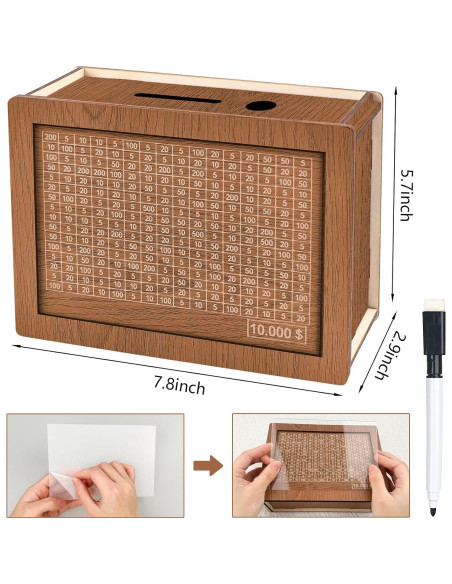 Caja Ahorra Efectivo de Madera Lukinuo con Contador 10,000 USD
