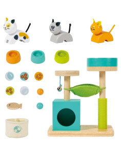 Juego de Juguetes de Madera Hape Casa de Gatito 34x18x36cm 2