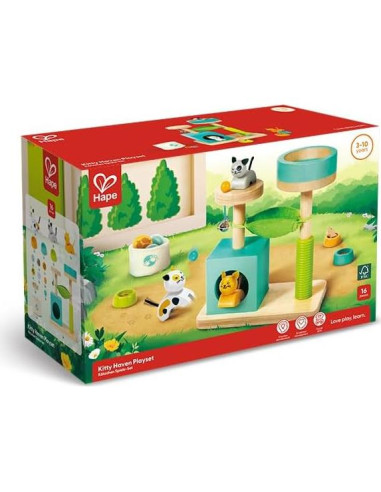 Juego de Juguetes de Madera Hape Casa de Gatito 34x18x36cm