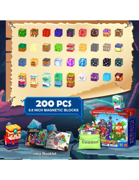 Bloques Magnéticos Coodoo 200 Piezas 2.03 cm Juguete Infantil