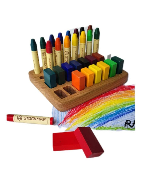 Soporte de Crayones Waldorf Stockmar - Organizador de Madera Montessori 17x13cm