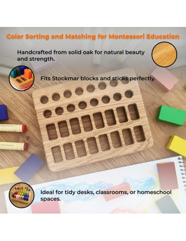 Soporte de Crayones Waldorf Stockmar - Organizador de Madera Montessori 17x13cm
