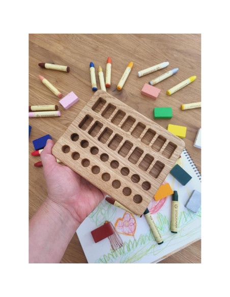 Soporte de Crayones Waldorf Stockmar - Organizador de Madera Montessori 17x13cm