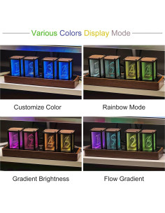 Reloj despertador Nixie Phinicco de nogal RGB 25.4x10.16cm 2