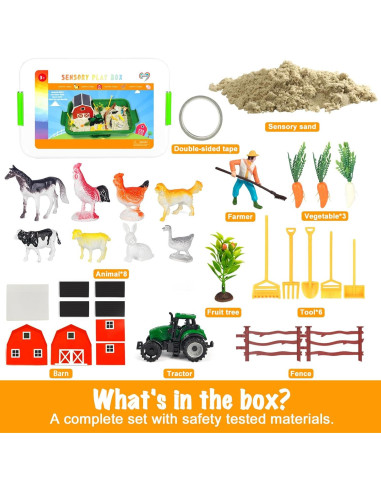 Caja Sensorial de Granja Carolart con Animales y Arena 1.21 kg