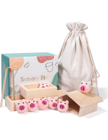 Caja Sensorial Montessori de Madera para Niños 36 meses+