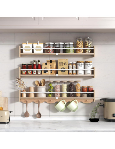 Estante Flotante de Madera Napeollor 34" para Guardería - Juego de 3