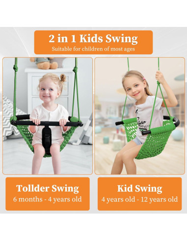 Asiento de columpio para niños Hi-Na verde ajustable 100-180cm