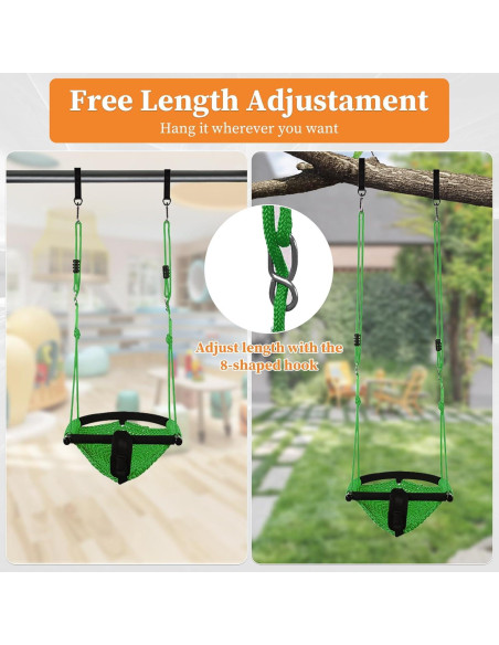 Asiento de columpio para niños Hi-Na verde ajustable 100-180cm