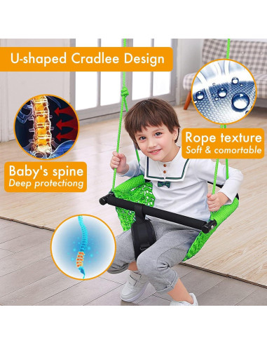 Asiento de columpio para niños Hi-Na verde ajustable 100-180cm