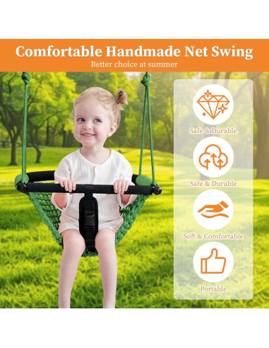 Asiento de columpio para niños Hi-Na verde ajustable 100-180cm