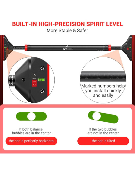 Barra de Dominadas Sportneer Ajustable 200 kg Sin Tornillos