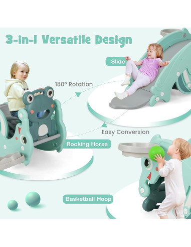 Costzon Juguete 4 en 1 para Niños - Tobogán, Balancín, Escalador