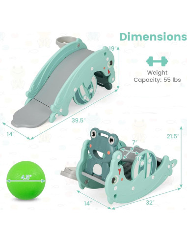 Costzon Juguete 4 en 1 para Niños - Tobogán, Balancín, Escalador