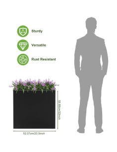 Caja de Maceta Rectangular JOMCYDM de Acero Negra 52x25x55cm 2