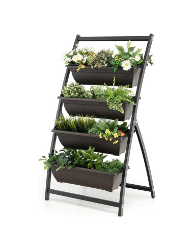 Huerto Vertical Elevado Giantex 4 Niveles con Drenaje 66x52x124cm