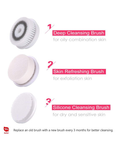 Cepillo Facial Eléctrico TOUCHBeauty con 3 Cabezas y Estuche