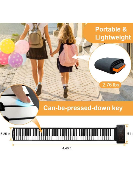 Piano Enrollable 88 Teclas Lamir con Pedal y Pegatinas Piano Enrollable 88 Teclas Lamir con Pedal y Pegatinas