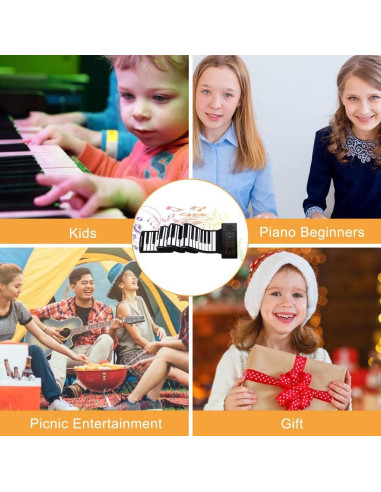 Piano Enrollable 88 Teclas Lamir con Pedal y Pegatinas