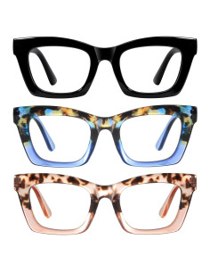 Gafas de lectura Resjok Oprah para mujeres - Paquete de 3 con bloqueo luz azul