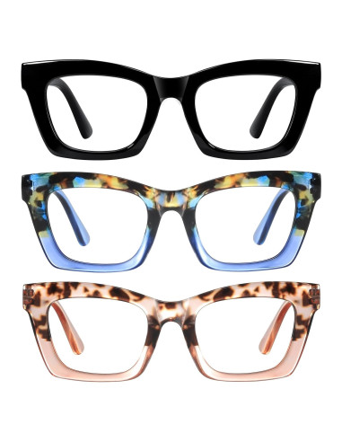 Gafas de lectura Resjok Oprah para mujeres - Paquete de 3 con bloqueo luz azul