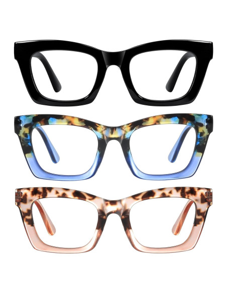 Gafas de lectura Resjok Oprah para mujeres - Paquete de 3 con bloqueo luz azul