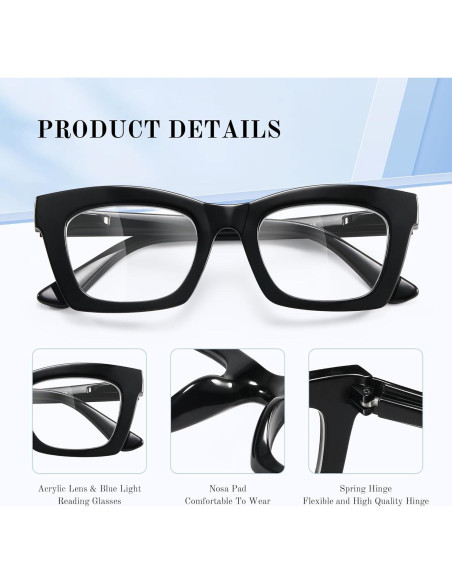 Gafas de lectura Resjok Oprah para mujeres - Paquete de 3 con bloqueo luz azul