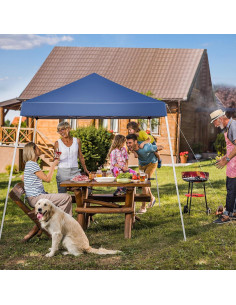 Toldo Plegable ATOVER 2.44x2.44m Azul Impermeable UV 2