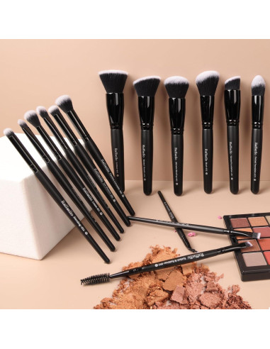 Juego de Brochas de Maquillaje Raffaello 15 Piezas Sintéticas