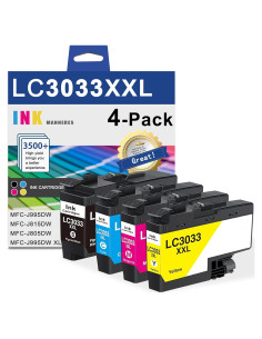 Cartuchos de tinta Brother LC3033 XXL BK/C/M/Y - 4 unidades