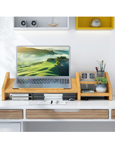 Soporte de Laptop Ufine de Bambú Ajustable con Estante 2 Niveles 2