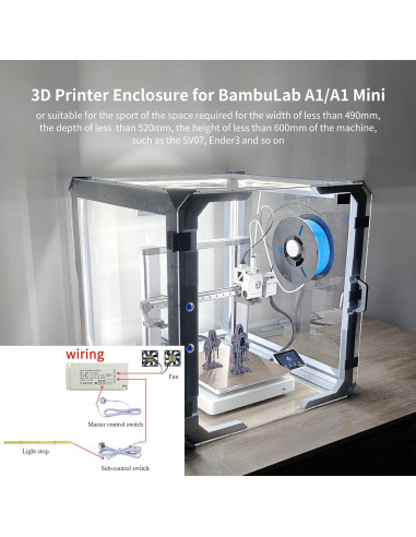 Caja Cubierta para Impresora 3D A1 Imdinnogo 603x606mm