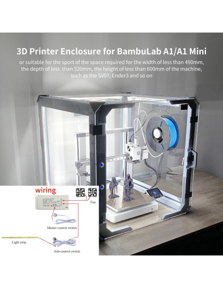 Caja Cubierta para Impresora 3D A1 Imdinnogo 603x606mm