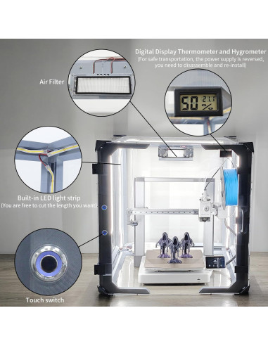 Caja Cubierta para Impresora 3D A1 Imdinnogo 603x606mm