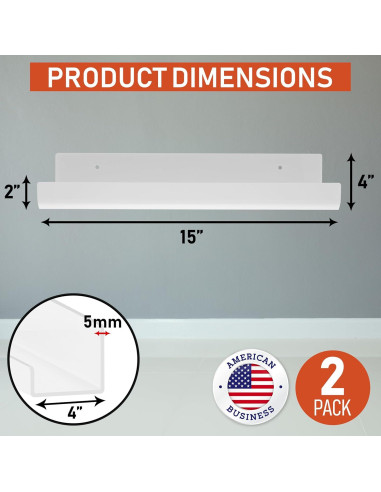 Estantes Flotantes de Acrílico Transparente Dasher - 2 Unidades 38.1x10.2cm