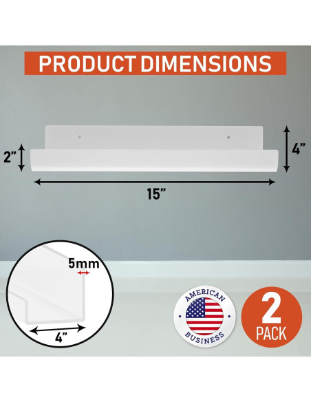 Estantes Flotantes de Acrílico Transparente Dasher - 2 Unidades 38.1x10.2cm