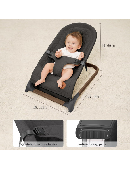 Columpio para Bebés ANGELBLISS Portátil Algodón Antracita