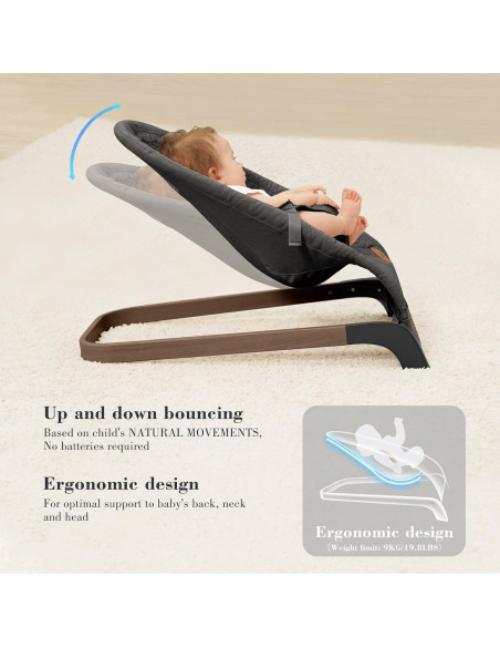 Columpio para Bebés ANGELBLISS Portátil Algodón Antracita