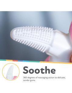 Cepillo de Dientes Masajeador Nuby NanaNubs Banana - 100% Silicona - 3+ Meses - Rosa 2