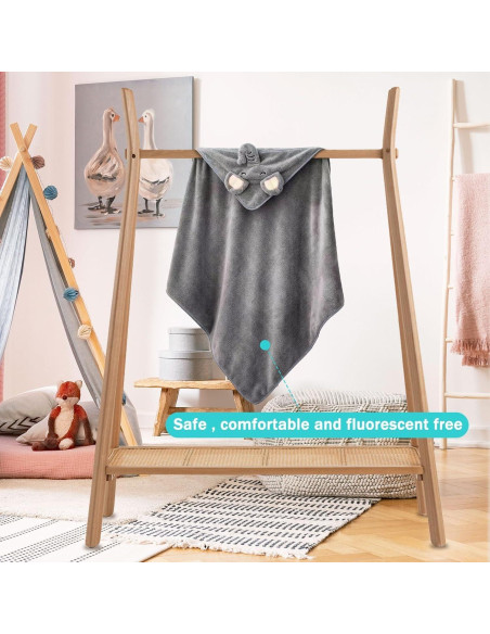 Toalla con Capucha Febvao Elefante Gris 80x80 cm Súper Absorbente