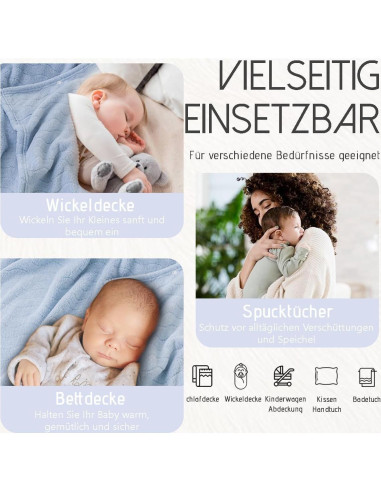 Toalla con Capucha para Bebé ICKEYOU Azul 68.6x139.7cm