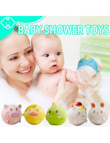 Juguetes de baño ANUOEXGO para bebés 6PCS sin agujero