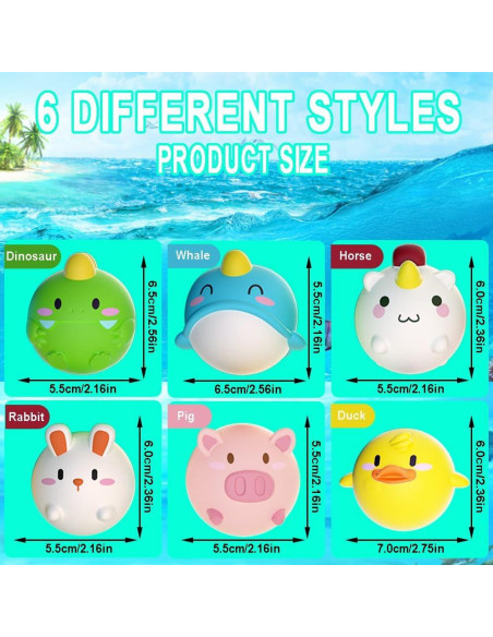 Juguetes de baño ANUOEXGO para bebés 6PCS sin agujero